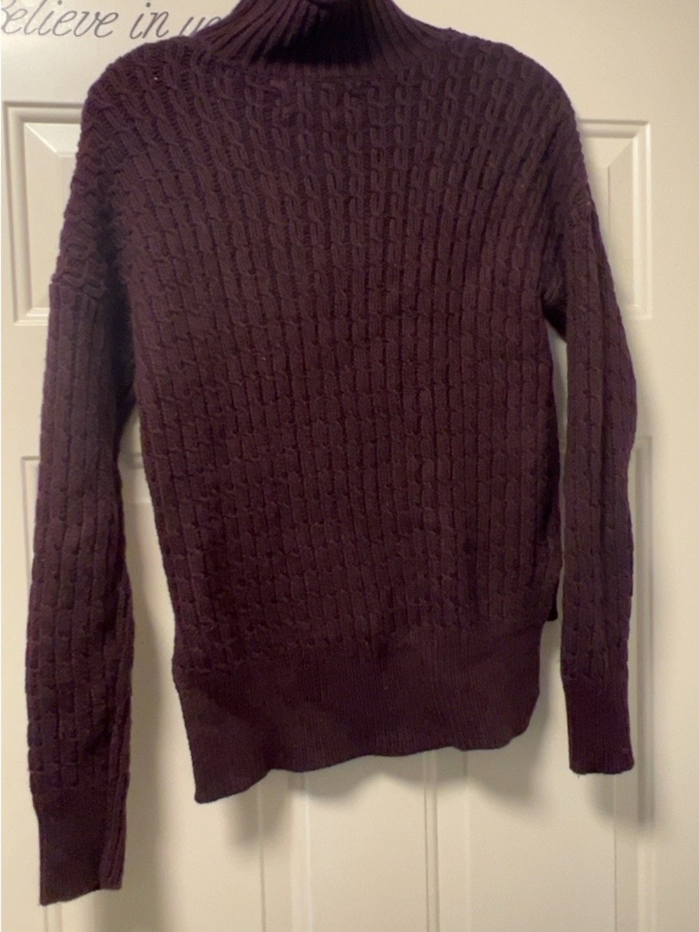 LOFT Women's Plum Cable-Knit Turtleneck Sweater (Bin 2-81)